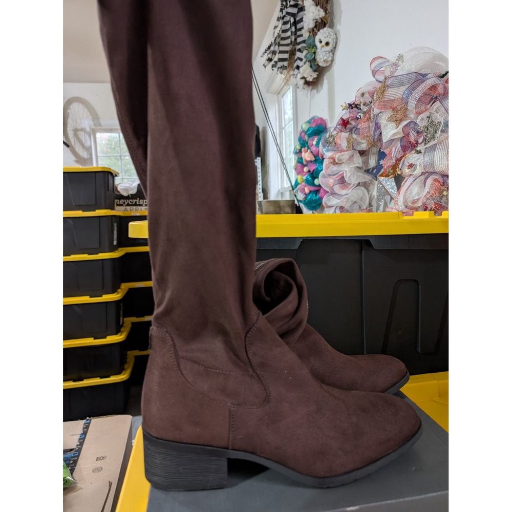 NEW Kenneth Cole Stanford Brown Over The Knee Stretch Boots Womens 11